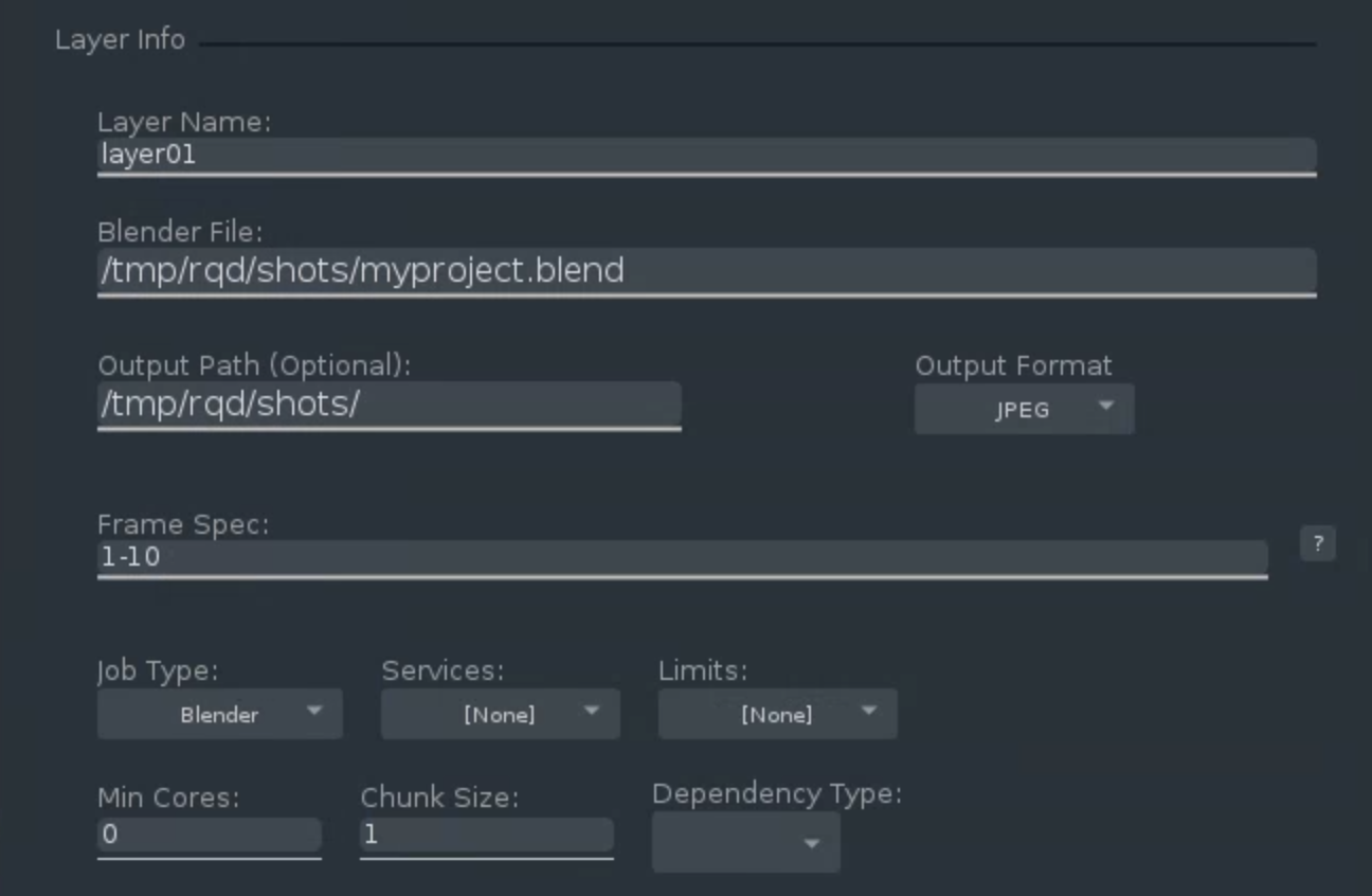 CueSubmit Blender layer info