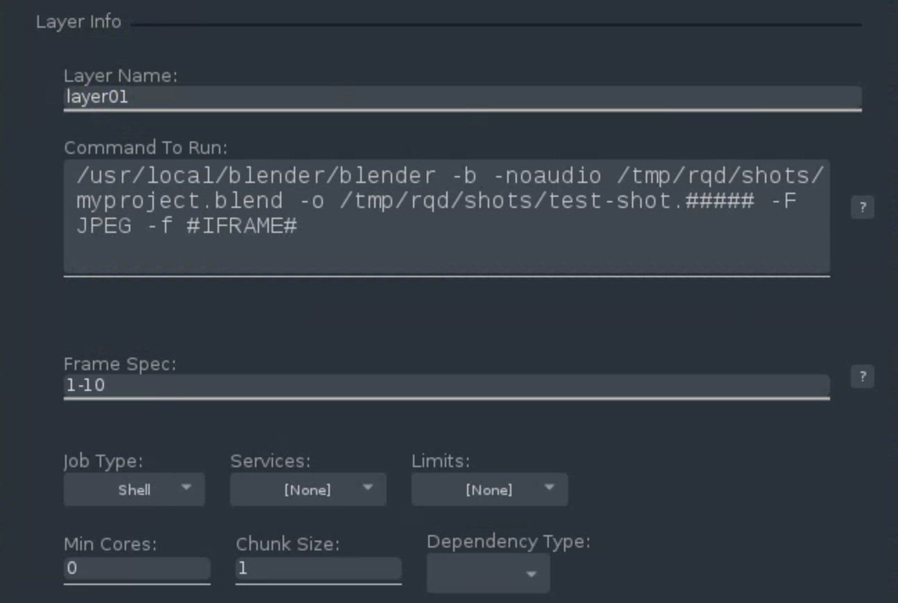 CueSubmit shell layer info