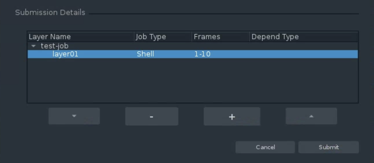 CueSubmit shell submission details summary