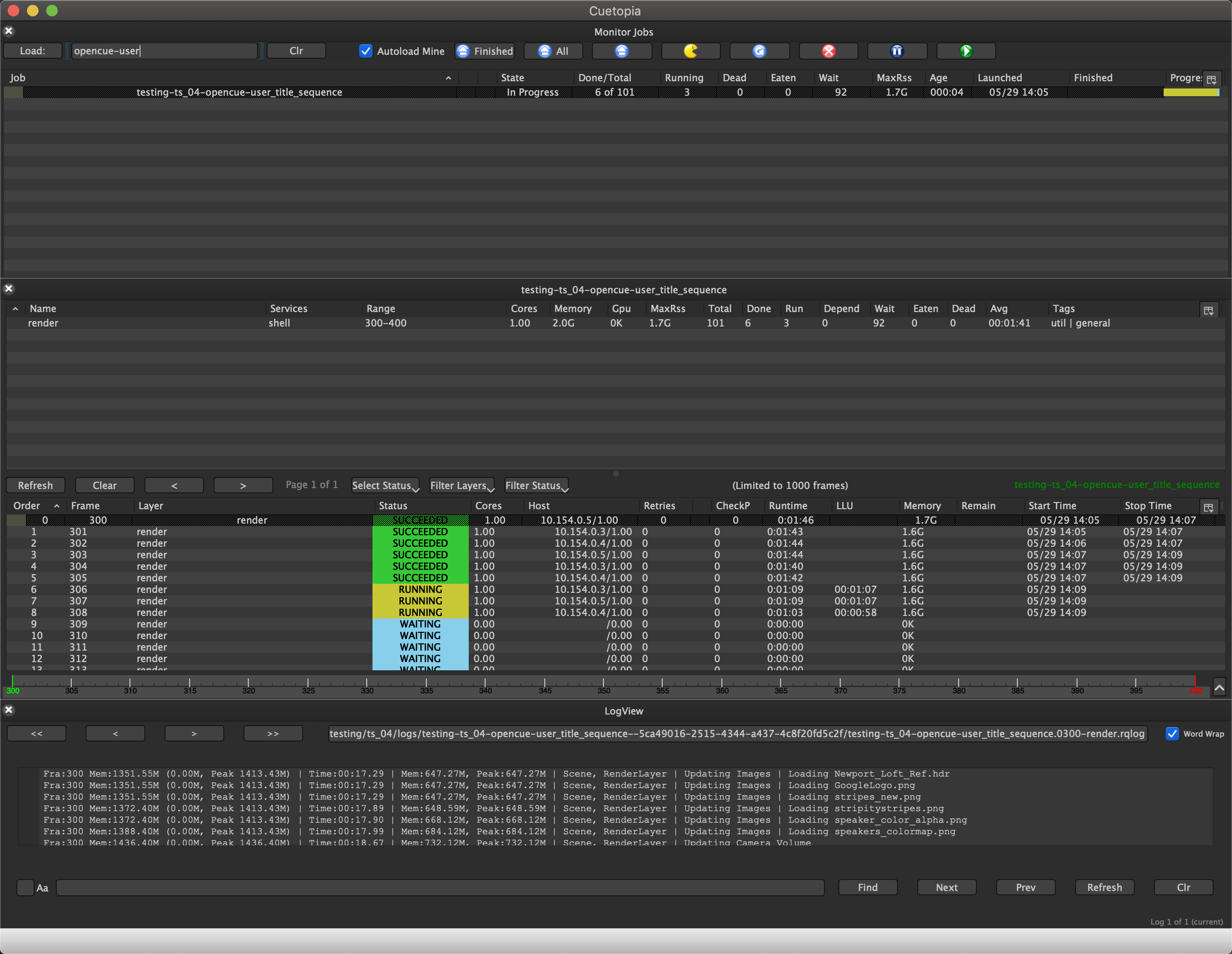 Viewing the logs associated with aframe